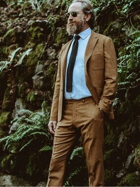 Taylor Stitch The Telegraph Pants Suit Wool Silk Blend In British Khaki 44, 34